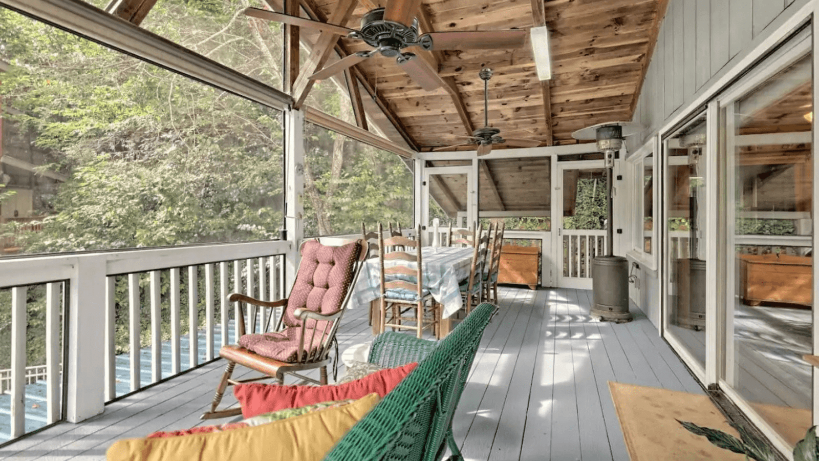 Lake Burton vacation rental with private dock, water views, and screened patio