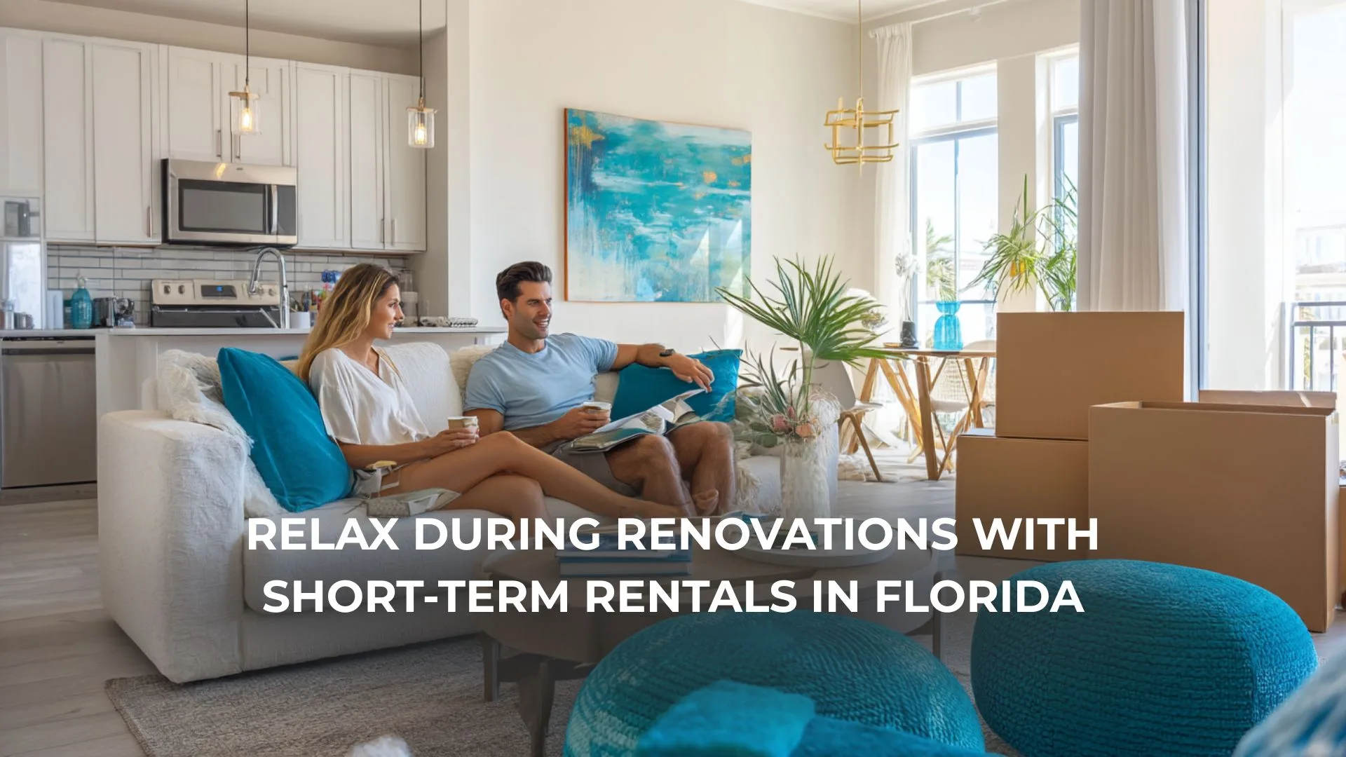 Family relaxing comfortably in Florida short term rental home