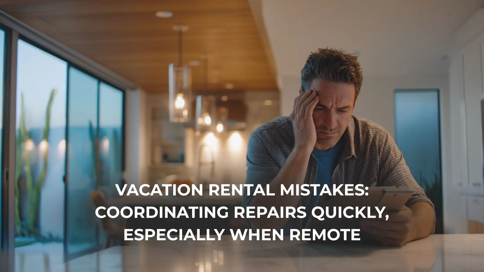 Property manager handling emergency repairs in a Florida vacation rental